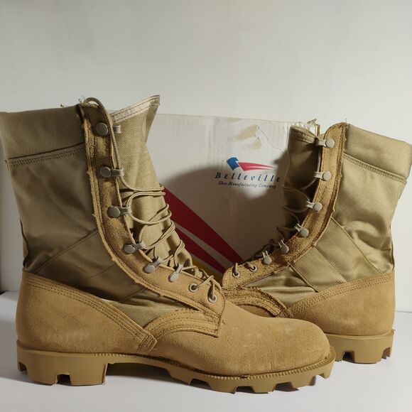 BELLEVILLE Desert Tan Marine Hot Weather TYPE II Combat Boots Mens 14 R NOS - Picture 1 of 16